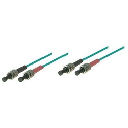 VARIA LWL-Kabel, 1 m, Duplex OM3 (Multimode, 50/125) ST/ST Glasfaserkabel, ST Duplex, (100,00 cm) grün