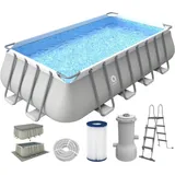 Avenli Pool Komplettset 549x305x122cm grau mit Filterpumpe & Sicherheitsleiter grau No Size