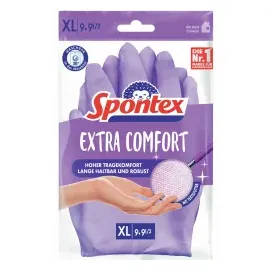 Spontex Gummihandschuhe extra Comfort, 12307019 Naturkautschuk mit Latex, lila