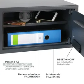 HMF 4612412 Tresor mit Zahlenschloss, Möbeltresor, 45 x 25 x 36,5 cm, Anthrazit