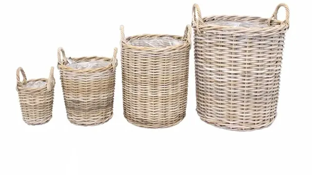 Korb Rattan S/4 D20/30/40/50cm rund H20/30/40/50cm  - grau