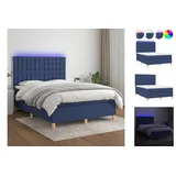 vidaXL Boxspringbett mit Matratze & LED Blau 140x200 cm Stoff