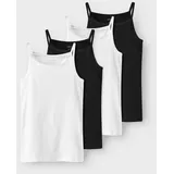 NAME IT Nkfstrap TOP 4P BLACK WHITE SOLID - 134-140
