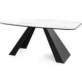 WFL GROUP Esstisch Monte im Modern Stil, Rechteckiger Tisch - Ausziehbar von 160 cm bis 200 cm, Pulverbeschichtete Schwarze Metallbeine - 160 x 80 cm - Weiß... - Weiß