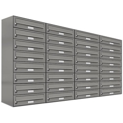 AL Briefkastensysteme Wandbriefkasten 32er Premium Briefkasten Aluminiumgrau RAL Farbe 9007 für Außen Wand grau