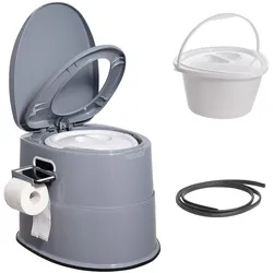VEVOR 5 L Campingtoilette mit Toilettenpapier- und Handyhalter, Tragbare Campingtoilette 500 x 467 x 400 mm Reisetoilette Nottoilette Weiße Toiletten 136,1 kg Gewichtstragfähigkeit Wohnmobiltoilette