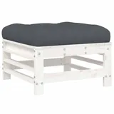 vidaXL Gartenhocker mit Kissen 57,5 x 30 x 0 cm Weiß 1 St.