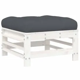 vidaXL Gartenhocker mit Kissen 57,5 x 30 x 0 cm Weiß 1 St.