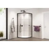 Bernstein Duschkabine Viertelkreis Schiebetür 6 mm Nano Klarglas 90x90 cm Schwarz matt