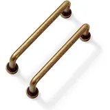 SYZOW 6 Stück Möbelgriffe Gebürstete Bronze 128mm Lochabstand Schubladen Griffe für Küchenschränke Schrankgriffe Schubladengriffe Türgriffe für Küchenschränke Kleiderschrank