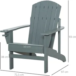 Outsunny - Adirondack Gartenstuhl - B97 x T72,5 x H93 cm - dunkelgrau