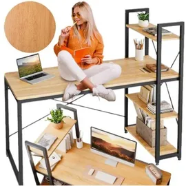 seddō Schwarzer Loft-Computertisch mit Metallregalen für Büro oder Schule - Schwarz