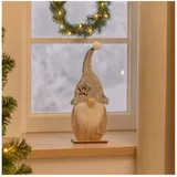 Hti-Living Wichtel auf Holzfuß 31 cm grau
