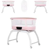 Chipolino Beistellbett Sogno 2 in 1 Spieltisch, Fernbedienung, eingebaute Waage rosa