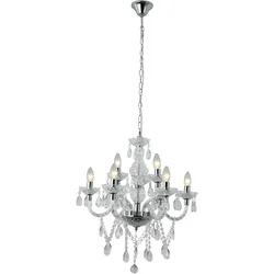 SalesFever Kronleuchter 120 cm | 9-flammig | Metall mit klarem Acryl-Glas | B 53 x T 63 x H 120 cm | transparent