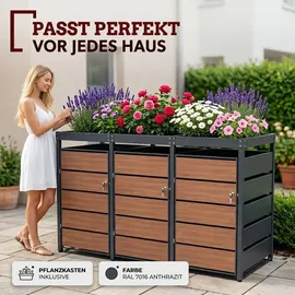 Albatros Mülltonnenbox 3er 120 x 240 cm anthrazit