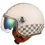 WZGGTEAM Motorradhelm Rollerhelm Retro Helm Motorrad Mit Doppelbrille Herausnehmbares Futter Chopper Helm Mit ECE Zulassung Motorradhelm Halbschale Für Erwachsener Herren Damen