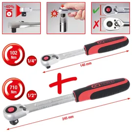 KS Tools Slimpower Umschaltknarren-Satz 2-tlg. 1/4" + 1/2"