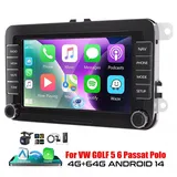 ESSGOO 7" Android14 Apple Für VW GOLF 5 6 Touran EOS 6R Passat GPS Navi Autoradio (DAB+ (optional), FM, RDS, Touchscreen 2 DIN Carplay Android Auto Bluetooth EQ USB GPS Navi)