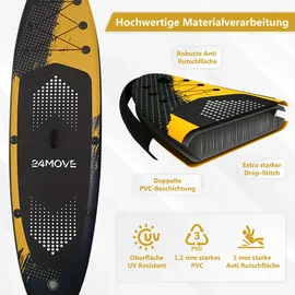 24move Standup Paddle SUP Board Set 320 x 80 x 15 cm schwarz/gelb