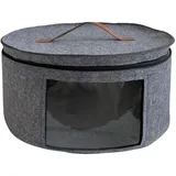 kowaku Hutbehälter aus Filz, Hut-Organizer, staubdichter Korb, multifunktional, stabil, rund, transparente Frontplatte für Damen und Herren, Grau L