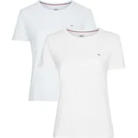 Tommy Jeans Damen, T-Shirts Kurzarm Tjw 2PACK SOFT JERSEY Tee Rundhalsausschnitt, Mehrfarbig (White / pink XL - XL