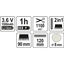 Flo 2in1 Akku Rasenschere und Heckenschere mit Teleskoparm Akku 3,6V Li-Ion Strauchschere Grasschere Gartenschere