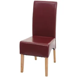 Esszimmerstuhl Crotone, Küchenstuhl Stuhl, Leder ~ rot, helle Beine