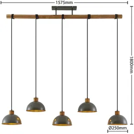 LINDBY Durbis 5-flg. 25 W 149 cm Holz grau