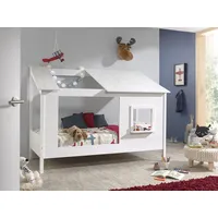 Natur24 Hochbett Baumhaus 90 x 200 cm Kiefer massiv lackiert weiß
