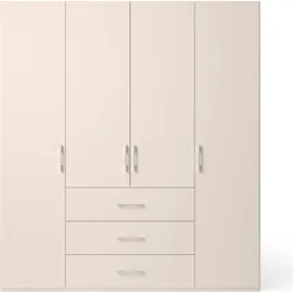Set One by Musterring Drehtürenschrank "Henderson", beige (champagner), B:201cm H:223cm T:60cm, Holzwerkstoff, SET ONE BY MUSTERRING, Schränke, Drehtürenschrank, mit 3 Schubladen, inkl. Fachböden und Kleiderstangen