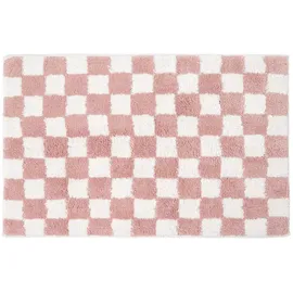 Homescapes Badematte Kariert Rosa/Weiß 80 x 50 cm