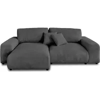 best mobilier Garance – Ecksofa beidseitig montierbar - 4-sitzer – aus Cord Dunkelgrau
