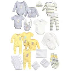 Erstausstattungspaket KLITZEKLEIN "Baby-Set" bunt (weiß, grau, gelb, gestreift, gemustert) Baby KOB Set-Artikel Erstausstattungspakete aus Bio-Baumwolle