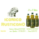 ICONICO RUSTICANO UNGEFILTERT Natives Olivenöl EXTRA aus Apulien - 3x1 Liter