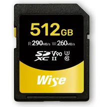 Wise SDXC UHS-II V90 512GB R:290MBs / W:260MBs WI-SD-N512