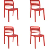 resol grupo GARBAR Wind 4er Set Indoor Outdoor Stuhl | Garten, Terrasse, Balkon, Wohnzimmer, Küche, Esszimmer | Design, leicht, stapelbar | Rot