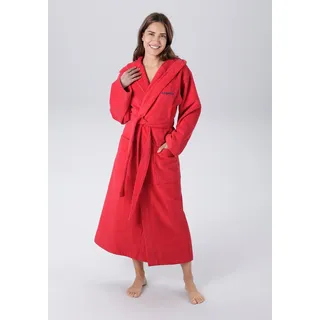 Unisex-Bademantel KANGAROOS "Cassidy, für Damen & Herren, Standardlänge & Überlänge" Gr. L, rot, L:134cm in Gr. L, Walkfrottee, Hausmäntel, mit Taschen, Männer und Frauen, Baumwolle, Reise, Hotel, Sauna, S-3XL