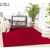 Surya Home Shaggy Berber Teppich - Flauschiger Teppich für Wohnzimmer, Flurteppich, Grau Rot