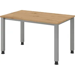 bümö manuell höhenverstellbarer Schreibtisch 120x80 cm in Asteiche - PC Tisch höhenverstellbar & klein, höhenverstellbarer Tisch Büro, kleiner
