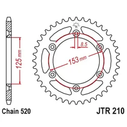 JT SPROCKETS Standard-Stahlkrone 210 - 520