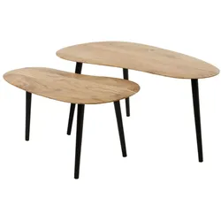 KAWOLA Couchtisch RINA Set 2-tlg. Akazie braun nierenförmig