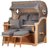 bene living bene,iving Strandkorb Komplettset Königssee Teak Bullauge PE Grau Modell 551