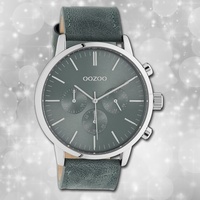 Oozoo Unisexuhr Timepieces C10915 grau Lederarmband Quarz Analoguhr UOC10915