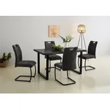 HELA Esstisch GISELLE Baumkantentisch, Küchentisch, Kufengestell Metall, Industrial Design, 140 - 200 cm Breite, 2 Farben grau 140 cm x 76 cm x 90 cm
