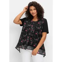 Sheego Blusenshirt »Blusenshirt aus Jersey und Chiffon«, schwarz gemustert