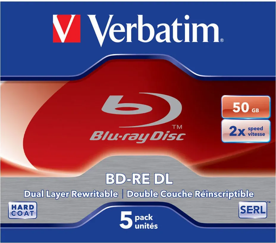 Verbatim 5 x BD-RE DL - 50 GB 2x - Jewel Case (Schachtel)