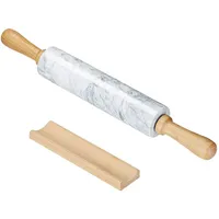 Intirilife Nudelholz Weiß, Stein, 46.5 cm, Backen, Backhelfer, Nudelholz