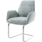 DeLife Freischwinger Zoa-Flex Chenille Pastellblau Freischwinger flach Edelstahl Taschenfederkern,