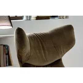 KAWOLA Drehsessel RANDY Polyester 79 x 117 x 79 cm Olivgrün mit Hocker